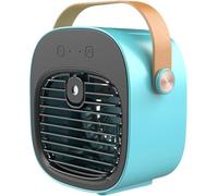 Aire acondicionado portátil, mini aire acondicionado, ventilador de Camping, ajustable de 3 velocidades con pulverizador de aire frío, humidificador enfriador de aire 2 en 1(Blue)