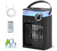 Aire acondicionado portátil, mini unidad de aire acondicionado para | Ventilador de refrigeración pequeño de 1200 ml con control remoto, 3 nieblas, 3 velocidades, temporizador de 2 a 8 horas