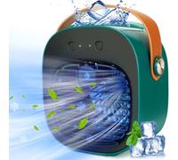 Aire acondicionado portátil, mini ventilador de aire acondicionado recargable de 5200 mAh, 3 velocidades de viento, silencioso y personal pequeño ventilador de aire para dormitorio, coche, hogar