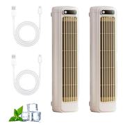 Aire Acondicionado Portátil Qinux Brizaac Imwing Cooling Ace, Ventilador Silencioso De Bajo Consumo Sherum Brezza AC, Aire Acondicionado Libiyi Cooling Ace, 3 Velocidades Y Pantalla(Beige(2pcs))