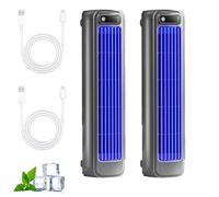 Aire Acondicionado Portátil Qinux Brizaac Imwing Cooling Ace, Ventilador Silencioso De Bajo Consumo Sherum Brezza AC, Aire Acondicionado Libiyi Cooling Ace, 3 Velocidades Y Pantalla(Gray(2pcs))
