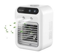 Aire acondicionado portátil recargable: mini enfriador de aire con humidificación por pulverización y temporizador de 8 h, acondicionador portátil recargable blanco, mini refrigerador, ventilador de
