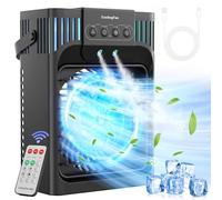 Aire Acondicionado Portatil Silencioso,1200ML Enfriador de Aire con Mando,3 Velocidades,3 Modos,2-8H Timer,7 LEDs,10W Climatizador Portatil Evaporativo para Dormitorios,Habitación,Oficina