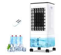 Aire Acondicionado Portatil Silencioso, 3 en 1 Enfriador de Aire Evaporativo Sin Tubo Exterior, 5.5L Tanque Agua,3 Velocidades Viento,Temporizador 1-7H,Control Remoto 8M,Oscilación,para Hogar Oficin