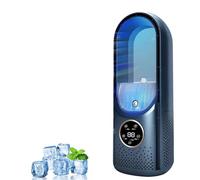 Aire acondicionado portátil silencioso sin aspas, de escritorio, con temporizador multifunción, enfriador evaporativo, 6 modos, temporizador de 1 a 6 h y luz nocturna de 7 colores. (Azul)