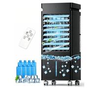 Aire acondicionado portátil, unidad de aire acondicionado portátil para habitaciones, ventilador de enfriamiento sin ventanas que sopla aire frío con tanque de 5L (matte black)