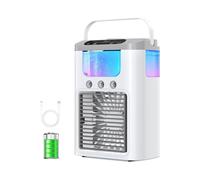Aire Acondicionado Portátil, Ventilador Evaporativo de Sobremesa, Luz LED de 7 Colores, Minihumidificador Silencioso para el Hogar y la Oficina.