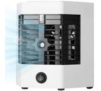 Aire Acondicionado Portátil Versión Mejorada, Aire Acondicionado Móvil 5 en 1, Enfriador de Aire por Evaporación, Ventilador USB con Temporizador, Mini Enfriador de Aire Portátil