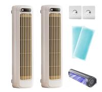 Aire Acondicionado Qinux Brizaac Imwing Cooling Ace, Ventilador Portátil Brizac Shirem, Ventilador de Torre sin Aspas Briz de 3 Velocidades, Silencioso, for Pared o Escritorio(Off-white-2pcs,Charging)