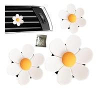 Aire De Flores De Automóvil, Lindo Daisy Charm Charm Virgón Ventilador De Ventilación Aire Aino, Aromas De Adopción Generalizada, Accesorios Decorativos De Automóviles Decorativos De 3 Piezas, Clips D