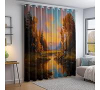 Aire libre fantasía paisaje Cortinas opacas - Multicolor Cortinas opacas de microfibra, fáciles de cuidar, con ojales para ventanas de dormitorio, sala de estar u oficina 100An x 215Al cm (2 Paneles)