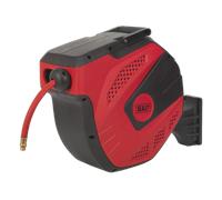 Aire Manguera Rollo Auto-Rewind Control 15m Ø10mm Id - Goma SA822 Sealey Nuevo