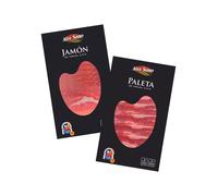 Aire Sano - Estuche de Jamón y paleta DOP Teruel (10 Sobres de Jamón de 80 g) + (5 Sobres de Paleta de 80 g) - Alto Contenído en Proteínas, Sin Gluten y Sin Lactosa - Envasados al Vacío