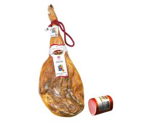 Aire Sano - Jamón de Teruel DOP Gran Premier entre 8-8.5 Kg + Taco de Lomo Padre 100% Duroc de 310g - Envasado al vacío