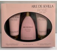 AIRE SEVILLA ROSE FOR HER EAU TOILETTE COLONIA INSTITUTO ESPAÑOL 150 ML +BODY+ G