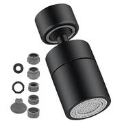 Aireador Cocina Rotativo,Boquilla Grifo Cocina Universal Para Grifos 360°Giratorio Aireador Grifo Conversión Prueba Salpicaduras con Adaptador de Baño para Cocina Baño Balcón(Negro)