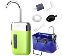 Aireador de acuario - Bomba de oxígeno silencioso recargable para acuario, bomba de aire de flujo de agua inductiva con luces LED, conjunto de bombas de oxigenación automáticas, bombas de aire ba