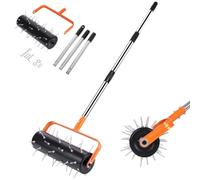 Aireador de césped,aireador de púas rodantes con 42 púas y Mango Extensible | 42 púas de acero, profundidad de penetración de 35 mm y mango de acero inoxidable para aireación(3 sections 1.2m)