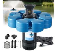 Aireador de fuente de estanque, 1HP 110V 15000 GPH, bomba de fuente totalmente automática, potente fuente flotante de lago, cable de alimentación de 15A/110V 100 pies, cuerda de tracción de 2x100 pies