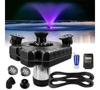 Aireador de fuente de estanque con luces LED RGB, 1HP 750W, fuente flotante para estanque para exteriores, aireadores de 110 V 15000 GPH, bomba de fuentes para lago, jardín, patio con 2 luces LED