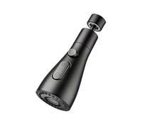 Aireador de Grifo Giratorio 360° con 3 Modos Ajustables, Difusor de Agua Antisalpicaduras para Cocina o Lavabo - Adaptador Universal Alta Presión y Fácil Instalación | Negro - fluvia