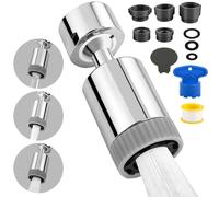 Aireador de grifo giratorio, cabezal de pulverización con 3 modos de funciones, accesorio giratorio de 360° para grifo de fregadero de cocina, rociador de extensión de grifo para cocina y baño