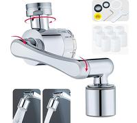 Aireador de Grifo Giratorio de 1080°, YRAKOZIN Grifo Extensión Multifuncional Giratorio con Dos Métodos de Salida Agua, Accesorio de Filtro Grifo para Cocina Baño [8 Filtros de Repuesto, M20-M22-M24]