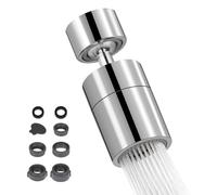 Aireador de grifo giratorio de 360° con modos de pulverización 2 en 1, kit adaptador universal a prueba de óxido, diseño antisalpicaduras para fregaderos de cocina (rosca hembra de 22 mm, plateado)