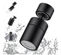 Aireador de grifo giratorio de 360 grados, 2 modos ajustables, filtro burbujeador para cocina y baño, rosca interna de 22 mm, color negro, 1