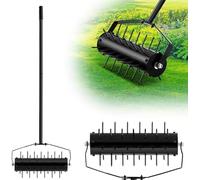 Aireador manual de césped resistente, rodillo de césped de 40 cm con mango desmontable de 120 cm, herramienta giratoria de acero para jardín y patio