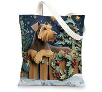 Airedale Terrier - Bolsa de lona de Navidad para compras, 13 x 15 pulgadas, bolsa de comestibles reutilizable para mujeres, diseño de mascotas, trabajo, viajes, decoración de regalo