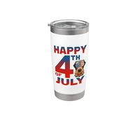 Airedale Terrier Dog American Flag Sunglasses Happy 4th July Vaso térmico de acero inoxidable de doble pared