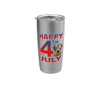 Airedale Terrier Dog American Flag Sunglasses Happy 4th July Vaso térmico de acero inoxidable de doble pared