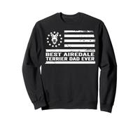 Airedale Terrier Dog Bandera Estadounidense patriótica Retro Sudadera