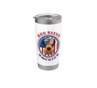 Airedale Terrier Dog Bless America Sunglasses 4th Of July Vaso térmico de acero inoxidable de doble pared