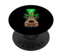 Airedale Terrier Dog Leprechaun Shamrock St Patricks Day PopSockets PopGrip Adhesivo