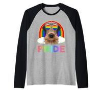 Airedale Terrier Dog LGBT Rainbow Gay Lesbian LGBTQ Pride Camiseta Manga Raglan