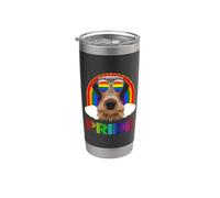 Airedale Terrier Dog LGBT Rainbow Gay Lesbian LGBTQ Pride Vaso térmico de acero inoxidable de doble pared