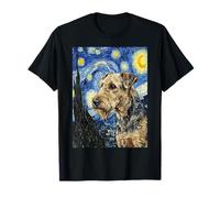 Airedale Terrier Dog Noche Estrellada Arte Pintura Camiseta