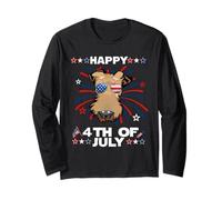 Airedale Terrier Dog Patriotic American 4th of July Dogs Manga Larga