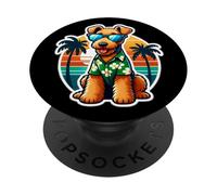 Airedale Terrier Dueño de perro Summer Vibes Vacaciones Tropical PopSockets PopGrip Adhesivo