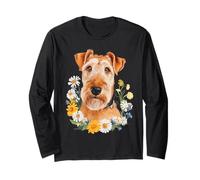 Airedale Terrier floral Manga Larga