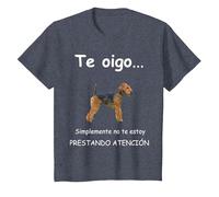 Airedale Terrier Perro - Airedale Terrier Camiseta, Niños, Azul Jaspeado, 4 años