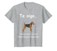 Airedale Terrier Perro - Airedale Terrier Camiseta, Niños, Gris Jaspeado, 4 años