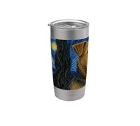 Airedale Terrier Perro Noche Estrellada Vaso térmico de acero inoxidable de doble pared