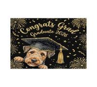 Airedale Terrier - Rompecabezas de 1000 piezas, diseño de perro con texto en inglés "Congrats Grad" para adultos, rompecabezas de madera, clase de 2026, decoración impresa para entretenimiento