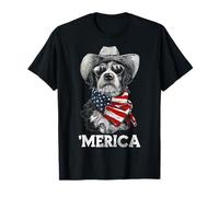 Airedale Terrier Sombrero de Vaquero Gafas de Sol Bandera Americana Bandana Camiseta