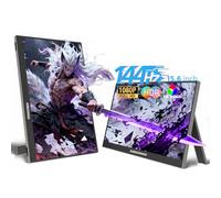 AIREIXINGD Monitor portátil de 15,6 pulgadas, 144 Hz, 1080P FHD, monitor de ordenador, USB tipo C, HDMI, HDR, para PC, Mac, Xbox PS5, PS4, soporte integrado, altavoz integrado