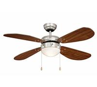 AireRyder Classic Ventilador de techo con iluminación, carcasa de níquel, aspas color nogal, 105 cm