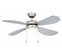 AireRyder Classic Ventilador de techo con iluminación, carcasa de níquel, aspas color plata, 105 cm